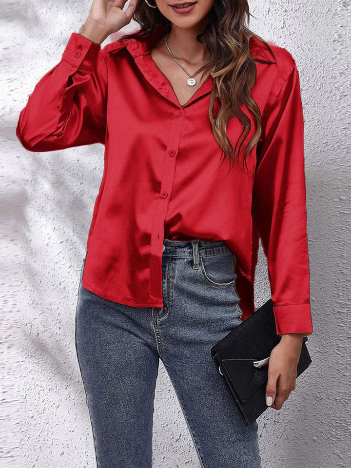 Marceline Blouse satinée à manches longues élégantes Femme