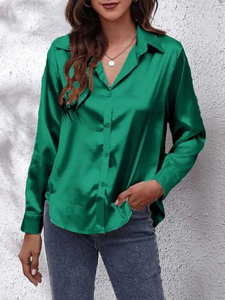 Marceline Blouse satinée à manches longues élégantes Femme