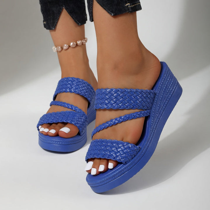 Slides Tressés à Talon Compensé pour femme, vue 6