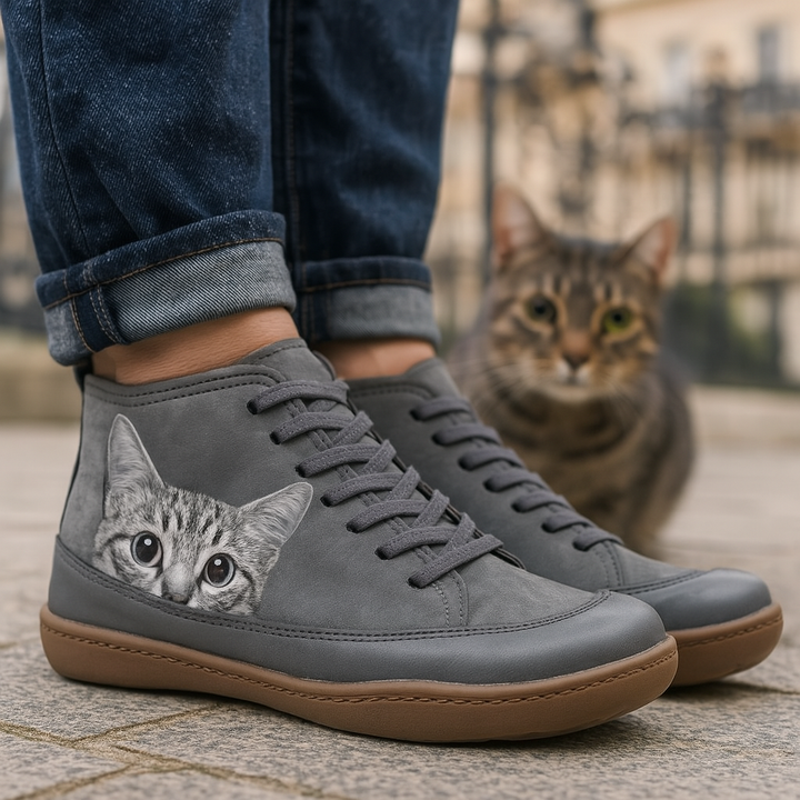 Angela Bottes Femme Motif Chat Chaussures Hiver Confortables & Chaudes au Style Unique