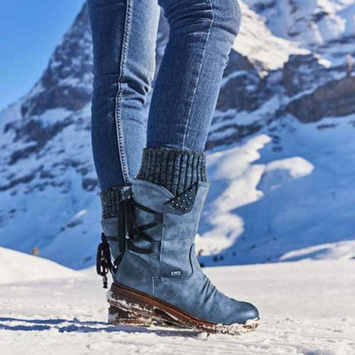 Juliana Bottes de Neige Femme Bottes Mi-Hautes d’Hiver en Cuir PU Résistant & Semelle Robuste, vue 7