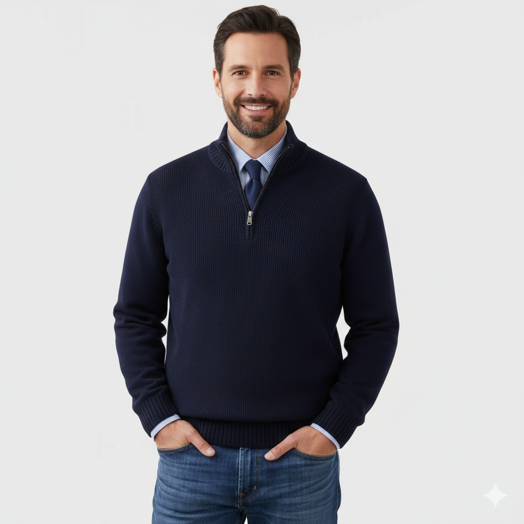 Brad Pull Quarter-Zip Homme Tricot Doux Respirant avec Col Zippé & Coupe Regular, vue 5