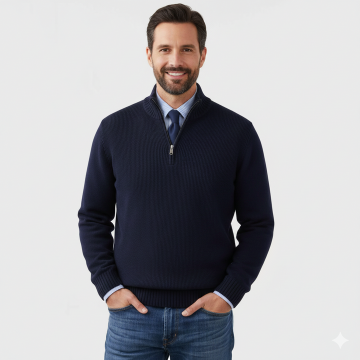 Brad Pull Quarter-Zip Homme Tricot Doux Respirant avec Col Zippé & Coupe Regular, vue 5