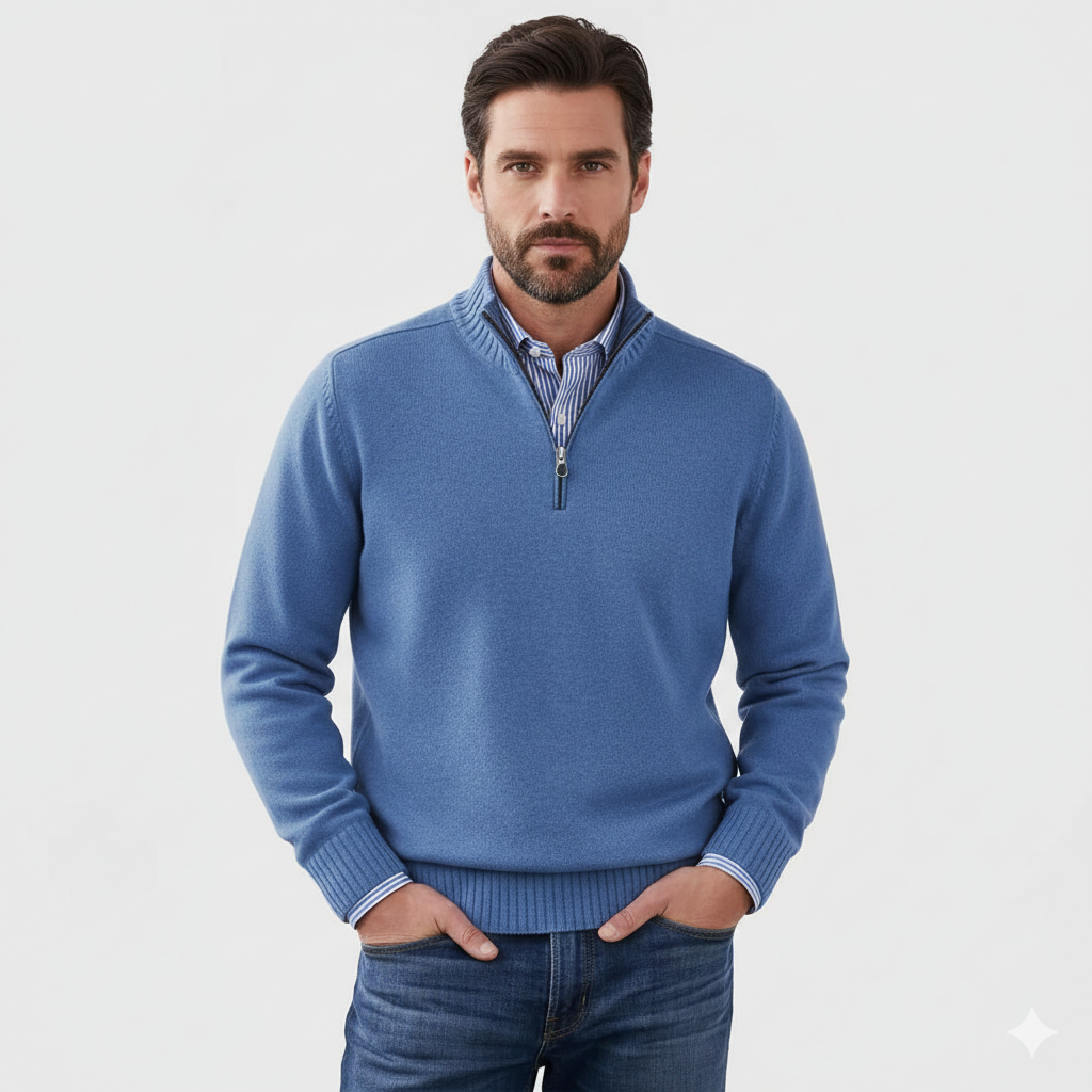 Brad Pull Quarter-Zip Homme Tricot Doux Respirant avec Col Zippé & Coupe Regular, vue 6