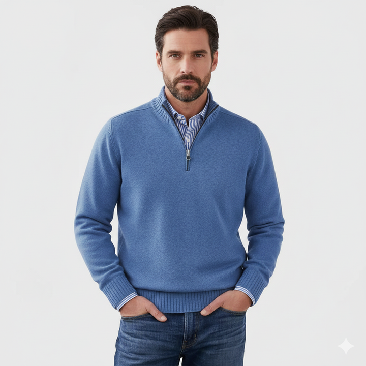 Brad Pull Quarter-Zip Homme Tricot Doux Respirant avec Col Zippé & Coupe Regular, vue 6