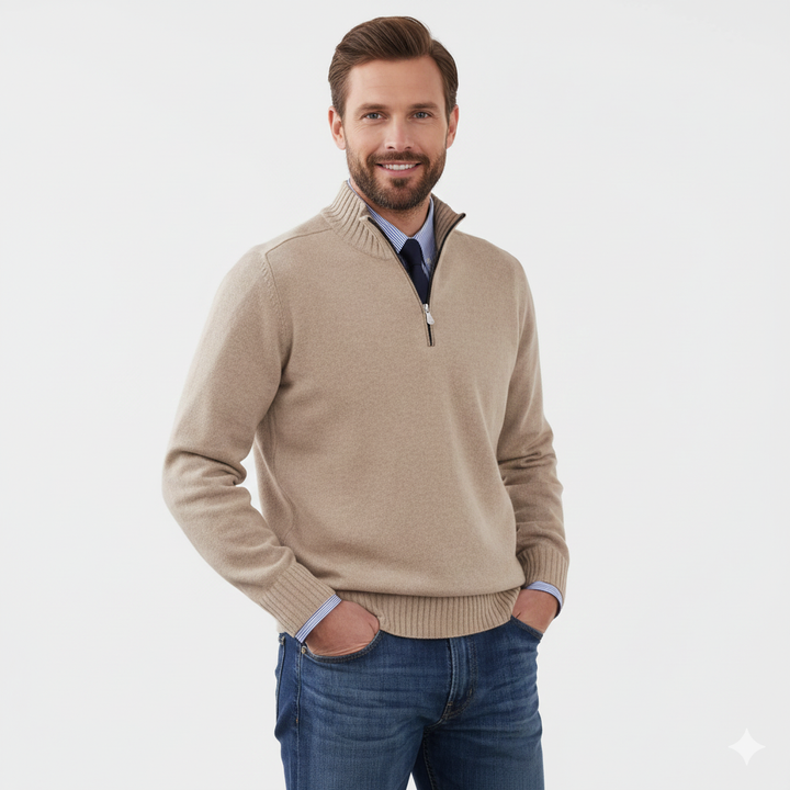 Brad Pull Quarter-Zip Homme Tricot Doux Respirant avec Col Zippé & Coupe Regular, vue 7