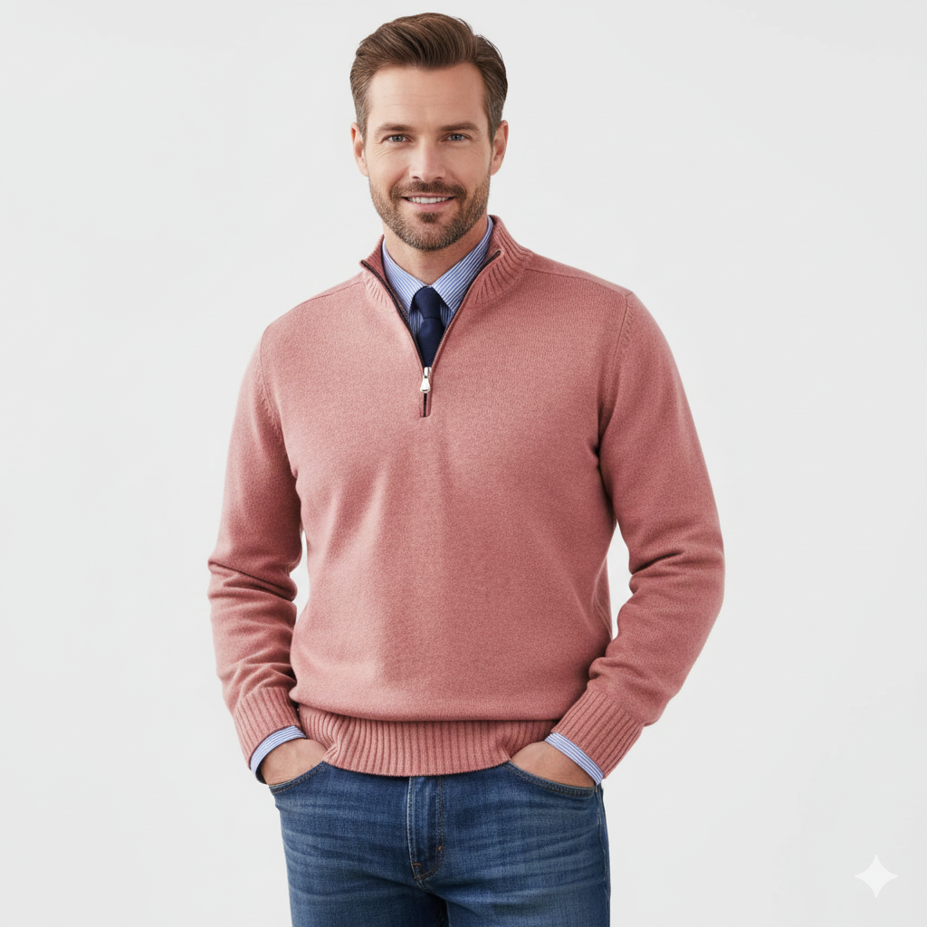 Brad Pull Quarter-Zip Homme Tricot Doux Respirant avec Col Zippé & Coupe Regular, vue 8