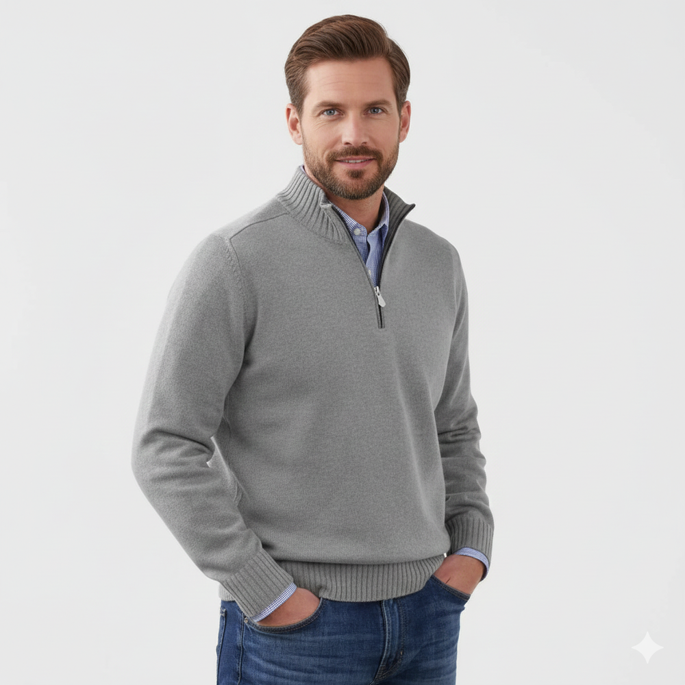 Brad Pull Quarter-Zip Homme Tricot Doux Respirant avec Col Zippé & Coupe Regular, vue 2