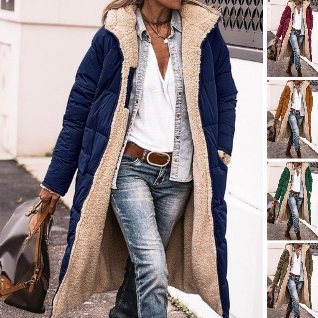 Rosalie Manteau Femme Hiver Long Manteau Polaire Réversible avec Capuche Chaude et Chic, vue 8