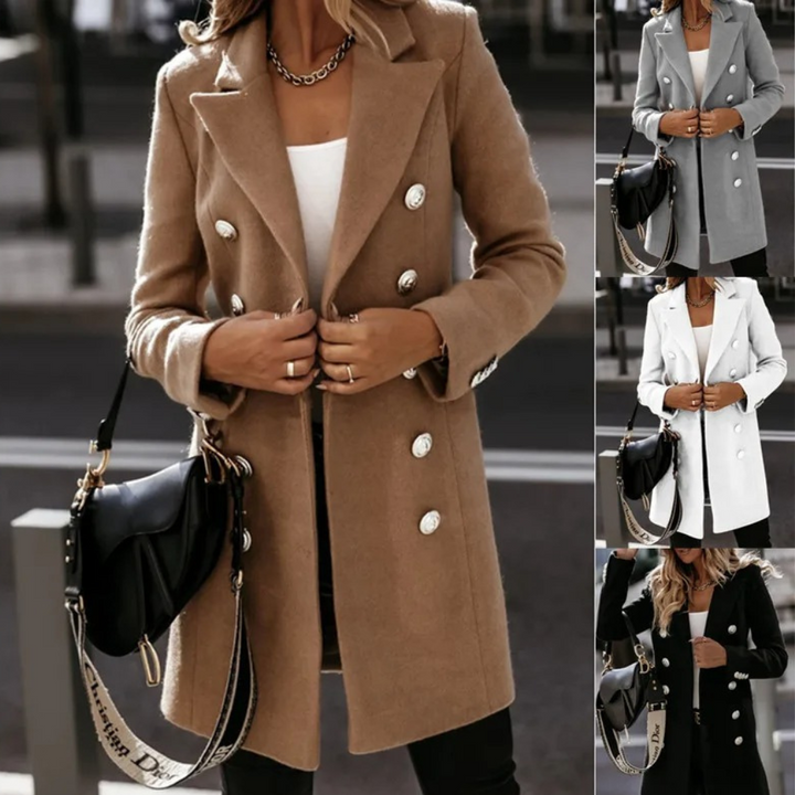 Gracelynn Trench Coat Réversible en Mélange de Laine pour Femme Manteau Long Élégant avec Boutons Argentés, vue 5