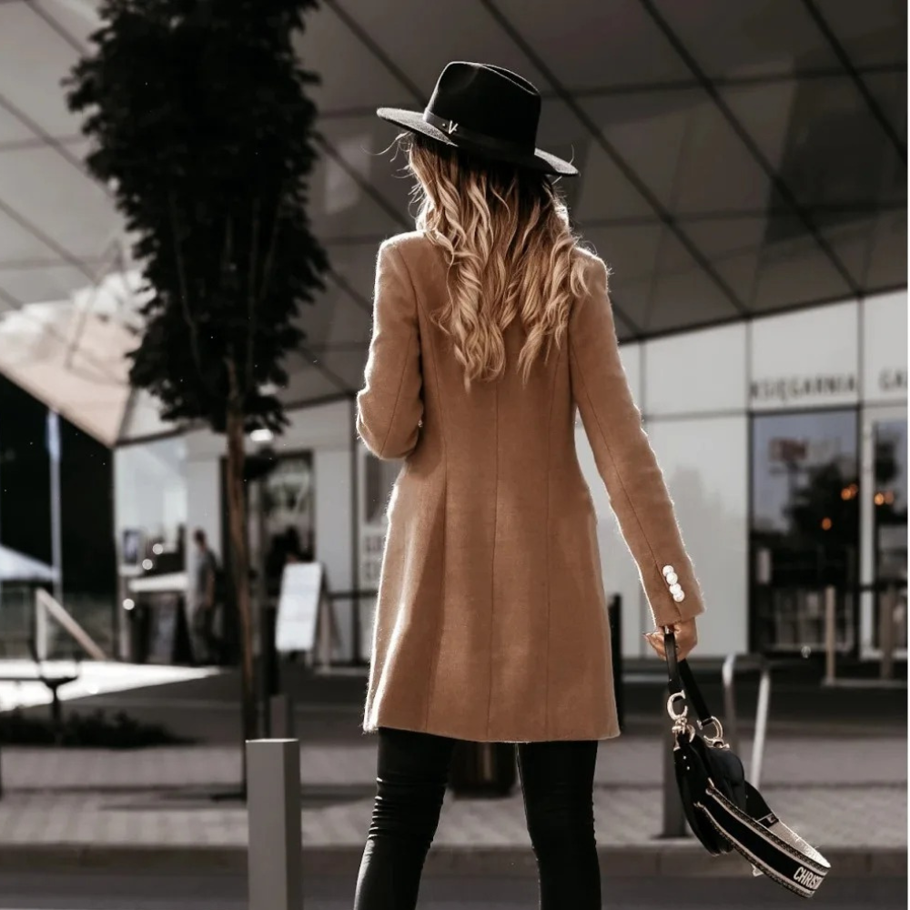 Gracelynn Trench Coat Réversible en Mélange de Laine pour Femme Manteau Long Élégant avec Boutons Argentés, vue 7