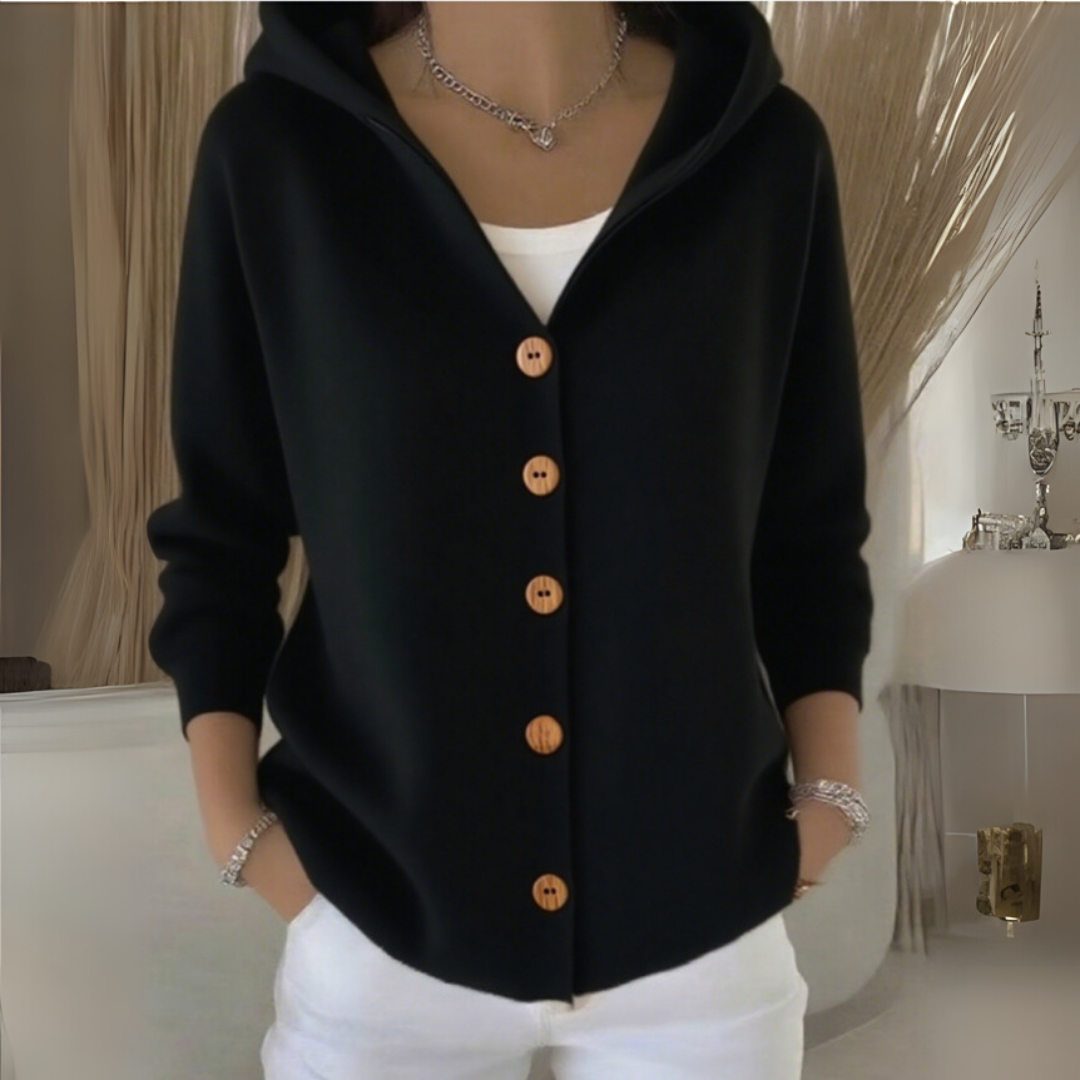 Rosie Gilet à Capuche en Tricot pour Femme Coupe Droite Chaleureuse à l’Aspect Cachemire, vue 4