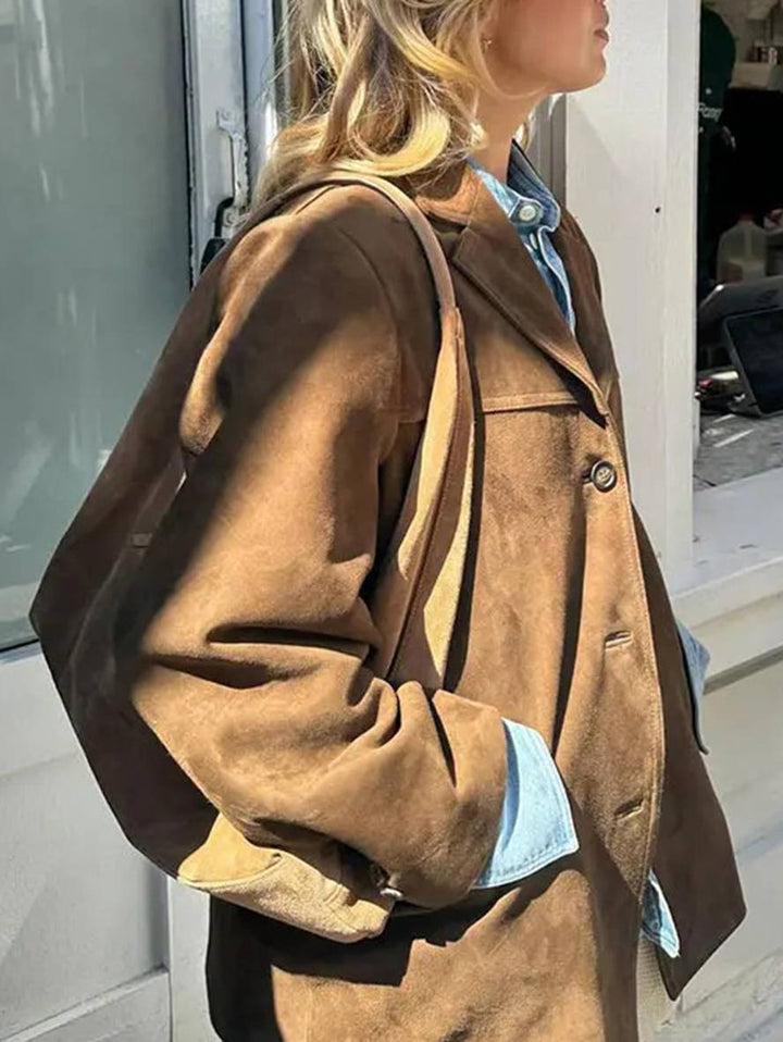Chelsey Veste Femme en Suède Vintage Coupe Ample, Élégante & Pratique avec Poches, vue 4