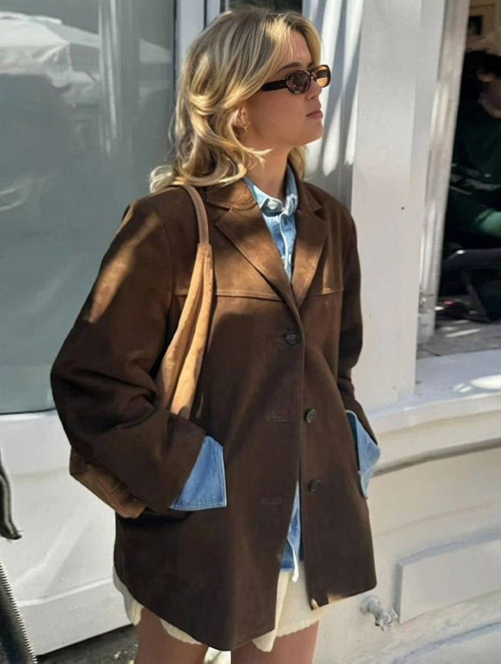 Chelsey Veste Femme en Suède Vintage Coupe Ample, Élégante & Pratique avec Poches, vue 5
