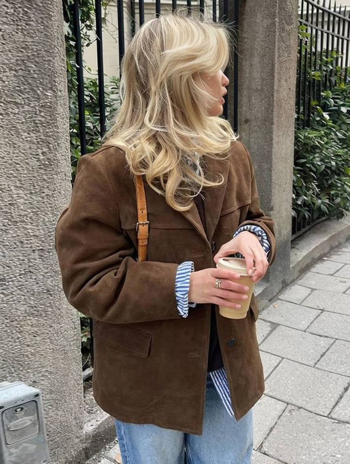 Chelsey Veste Femme en Suède Vintage Coupe Ample, Élégante & Pratique avec Poches, vue 7