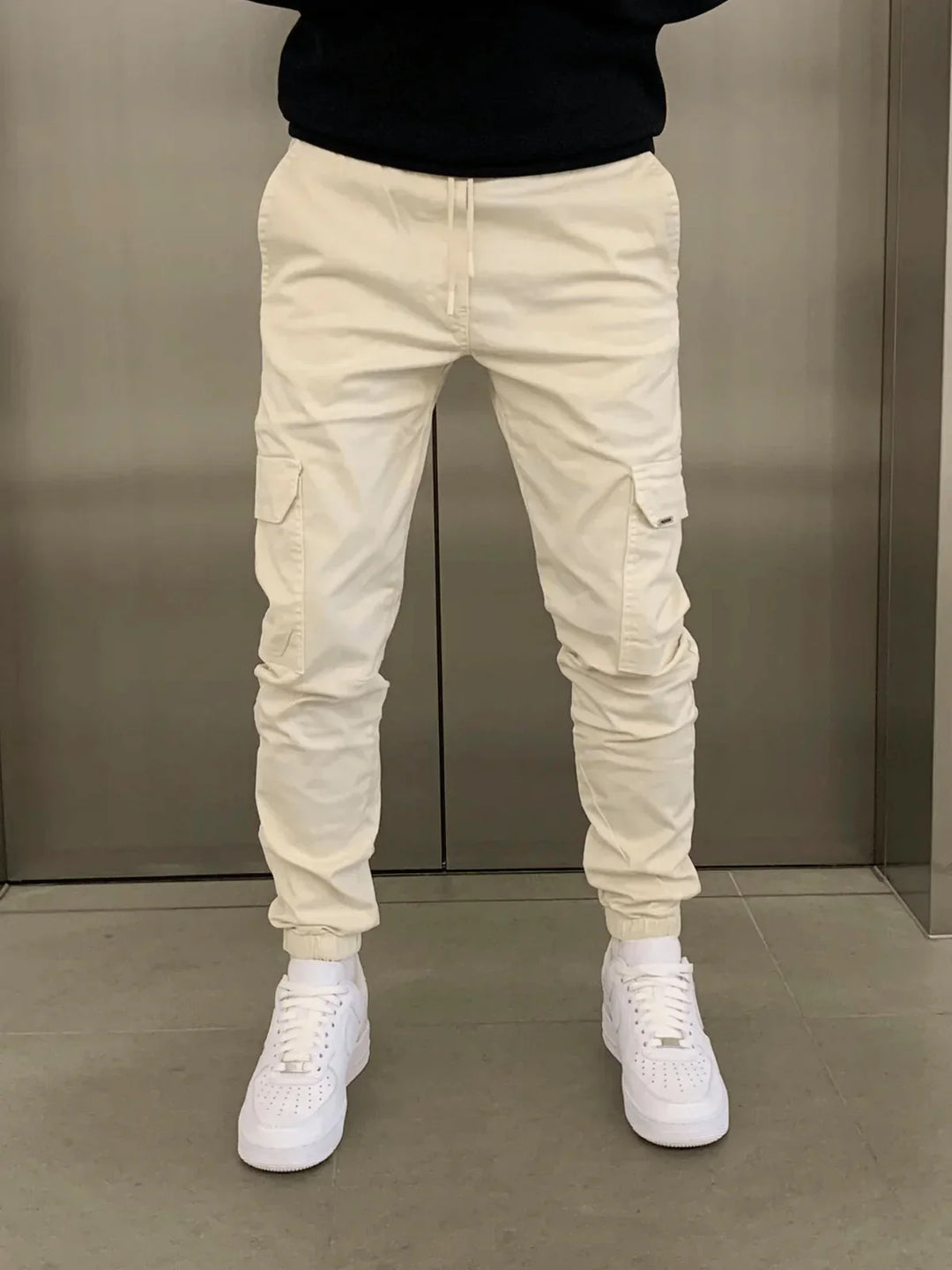 Stefan Pantalon Homme Cargo Jogger Fit avec Taille Élastique & Poches Pratiques, vue 4