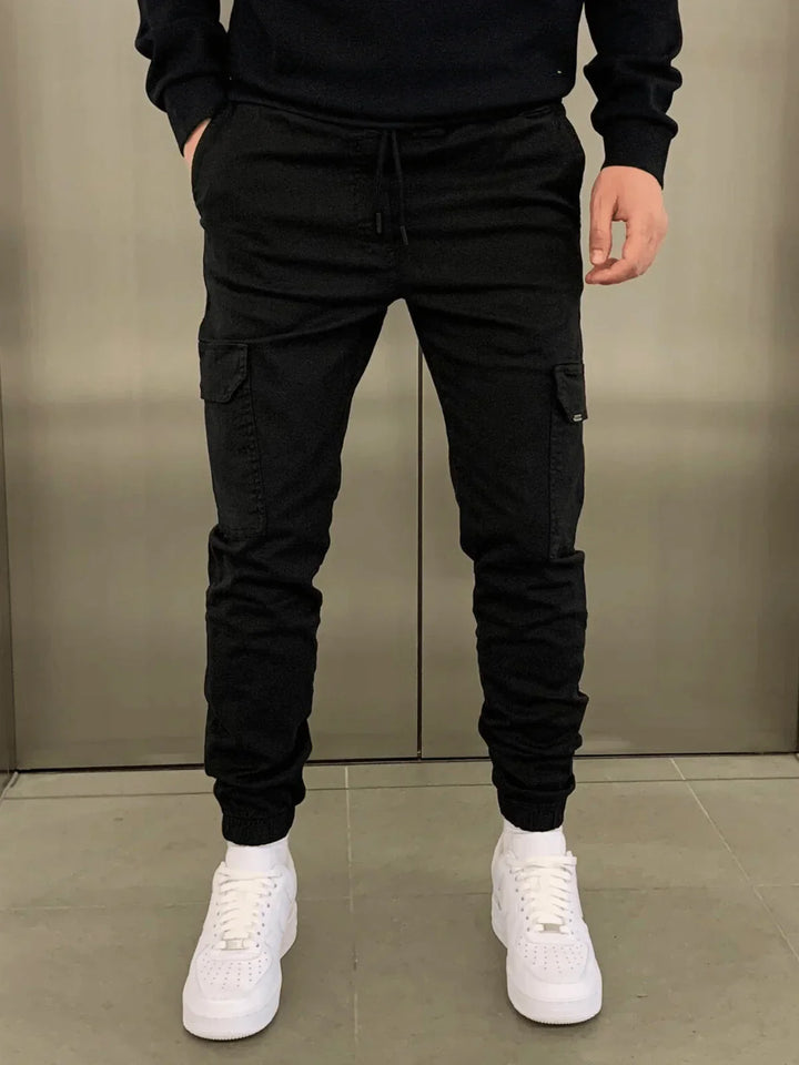 Stefan Pantalon Homme Cargo Jogger Fit avec Taille Élastique & Poches Pratiques