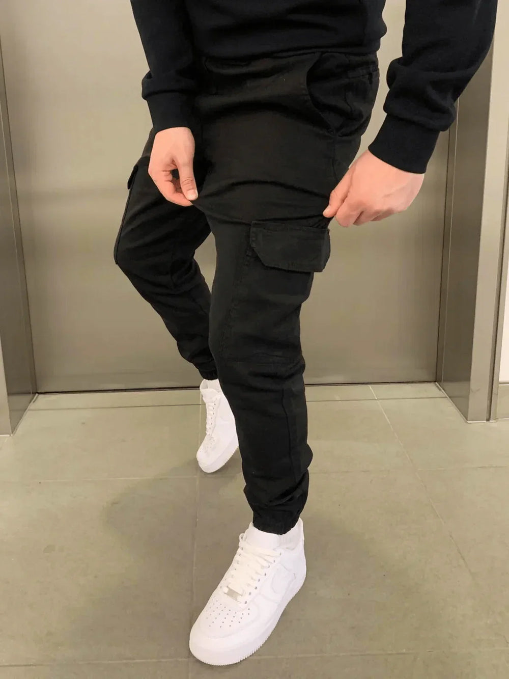 Stefan Pantalon Homme Cargo Jogger Fit avec Taille Élastique & Poches Pratiques, vue 2