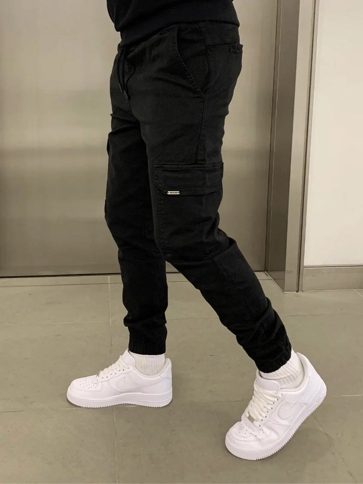 Stefan Pantalon Homme Cargo Jogger Fit avec Taille Élastique & Poches Pratiques, vue 3
