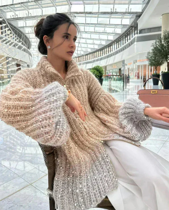 Sol Cardigan Femme Gilet Élégant à Paillettes Confortable & Sophistiqué, vue 3