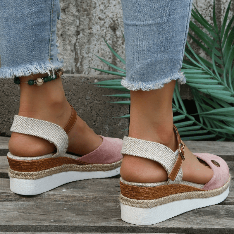 Carina Sandales Femme Élégante Compensée avec Fermeture à Boucle Ajustable et Style Bohème, vue 2