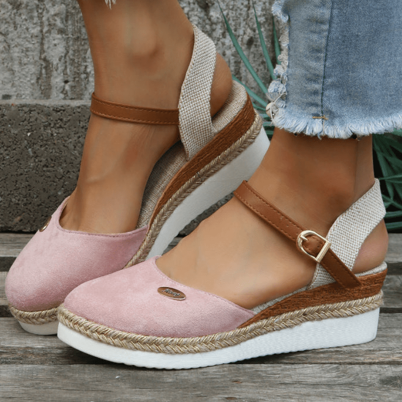 Carina Sandales Femme Élégante Compensée avec Fermeture à Boucle Ajustable et Style Bohème, vue 4