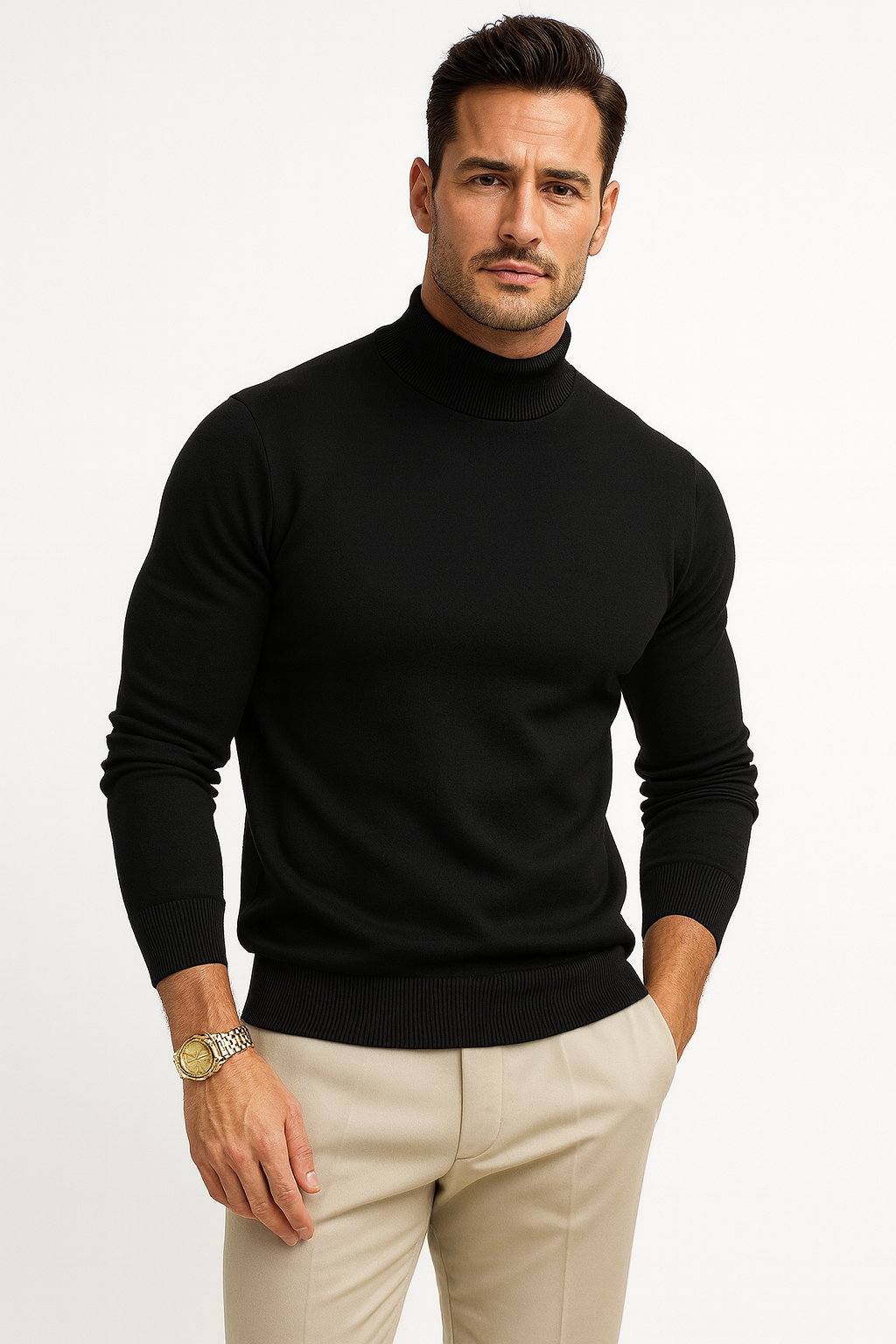 Leonardo Pull Col Roulé Homme Maille Douce au Style Moderne et Élégant, vue 8