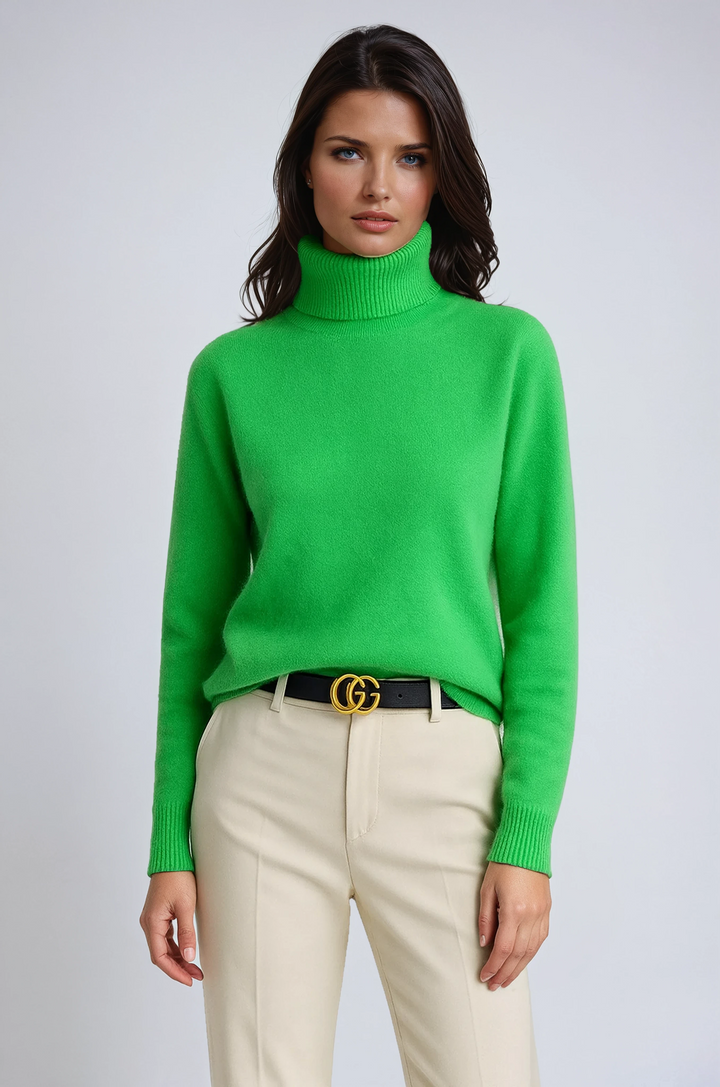 Mave Pull Col Roulé Femme Pull Tricoté Doux à Col Haut et Coupe Intemporelle