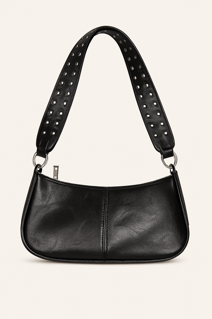 Quinn Sac Baguette Femme Similicuir Lisse avec Bandoulière Cloutée & Design Urbain Élégant