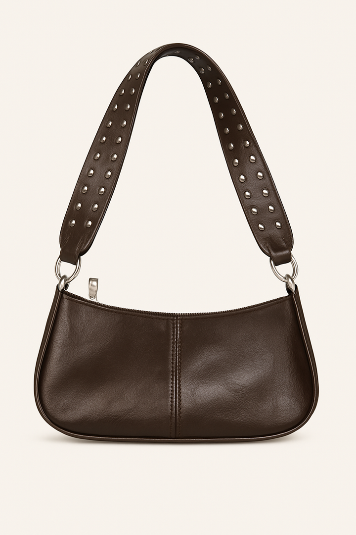 Quinn Sac Baguette Femme Similicuir Lisse avec Bandoulière Cloutée & Design Urbain Élégant, vue 3