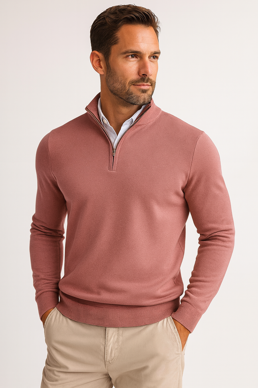 Zane Pull à Col Zippé Homme Maille Mélange Coton Douce avec Coupe Moderne & Confort Toutes Saisons, vue 7