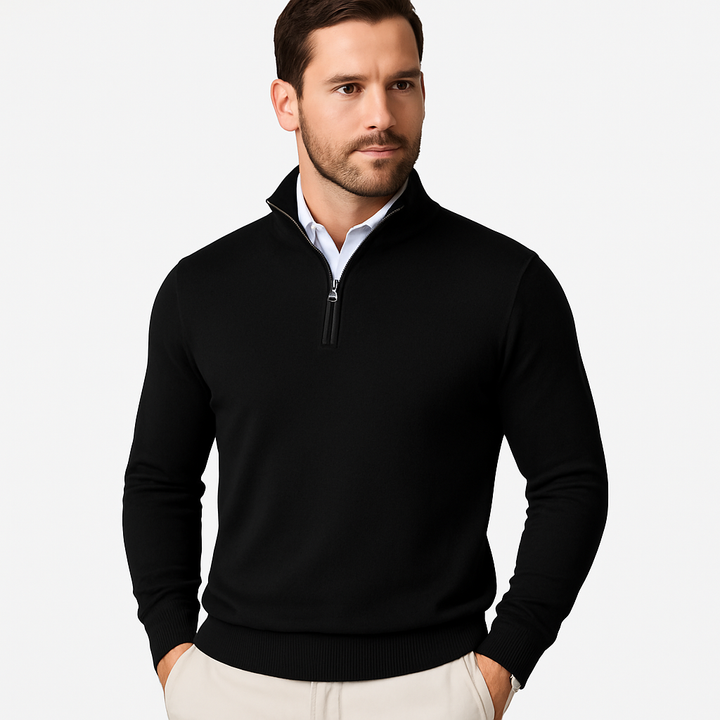 Zane Pull à Col Zippé Homme Maille Mélange Coton Douce avec Coupe Moderne & Confort Toutes Saisons, vue 9