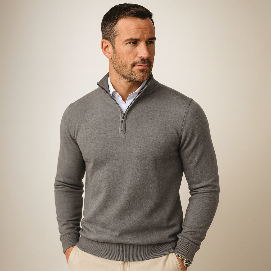 Zane Pull à Col Zippé Homme Maille Mélange Coton Douce avec Coupe Moderne & Confort Toutes Saisons, vue 12