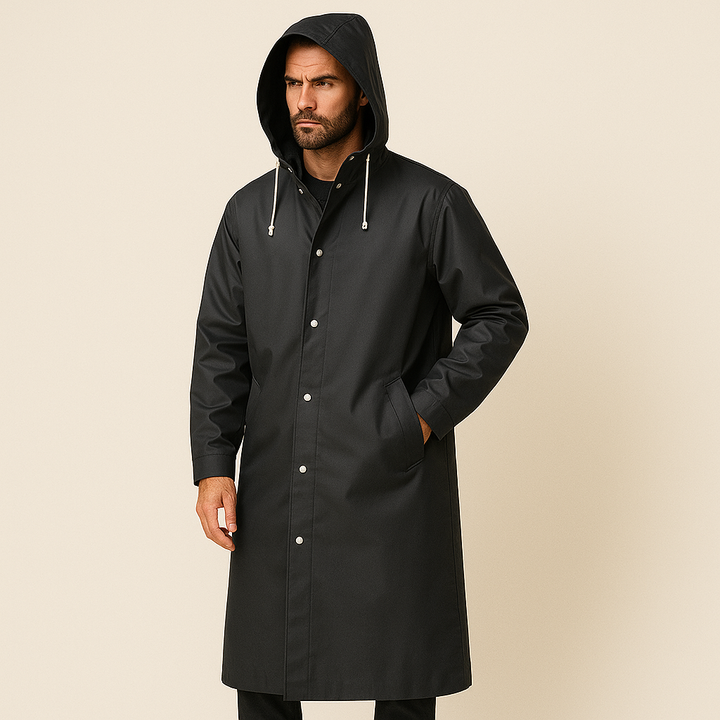 Adrien Manteau de Pluie Homme Long Imperméable Respirant avec Capuche Ajustable