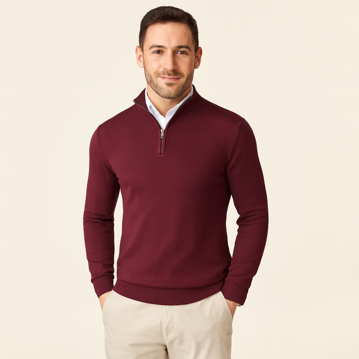 Zane Pull à Col Zippé Homme Maille Mélange Coton Douce avec Coupe Moderne & Confort Toutes Saisons, vue 5