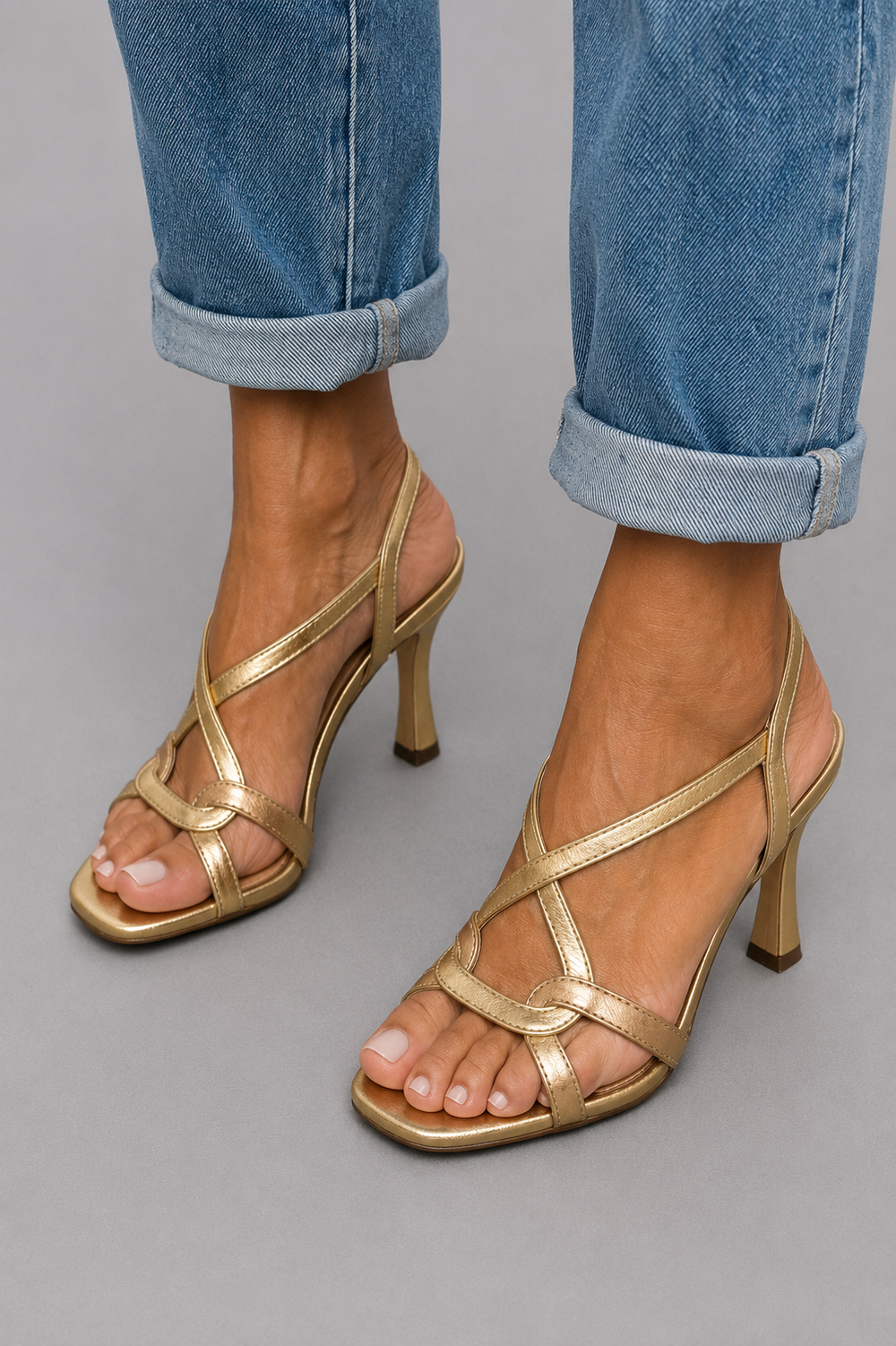 Sandales Dorées à Brides pour femme, vue 2