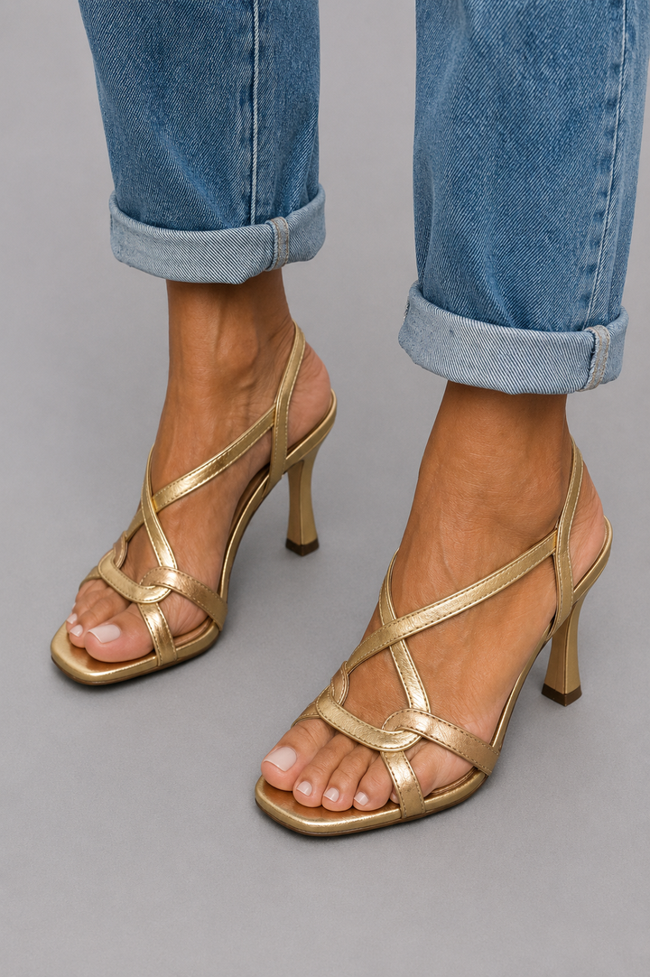 Sandales Dorées à Brides pour femme, vue 2