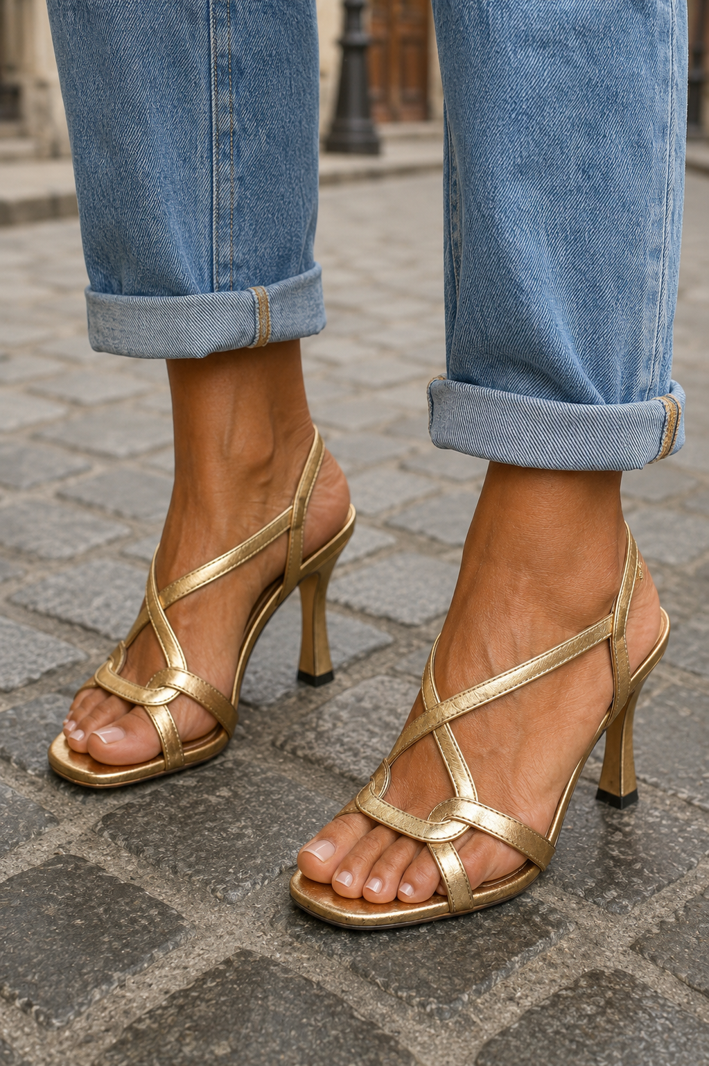 Sandales Dorées à Brides pour femme, vue 3