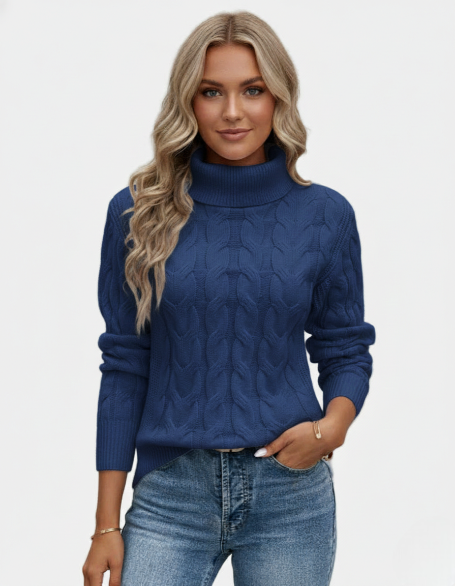 Chelsey Pull Col Femme Maille Câblée Tricot Chaud Élégant avec Motif Classique, vue 4