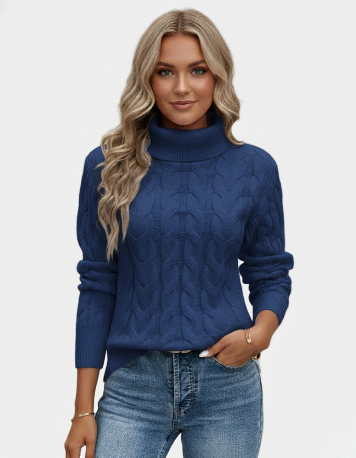 Chelsey Pull Col Femme Maille Câblée Tricot Chaud Élégant avec Motif Classique, vue 4