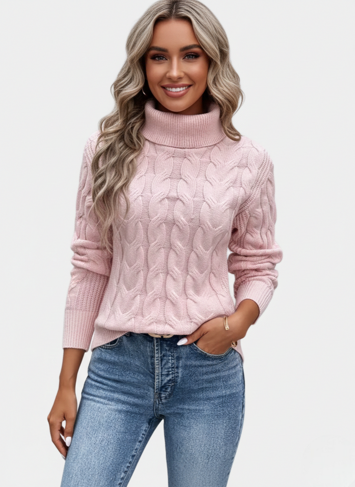 Chelsey Pull Col Femme Maille Câblée Tricot Chaud Élégant avec Motif Classique, vue 3
