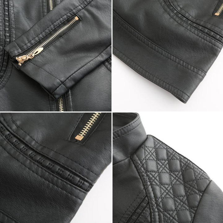 Janiyah Veste Femme en Cuir Col Montant Chic, Fermetures Éclair & Style Moderne Élégant, vue 7