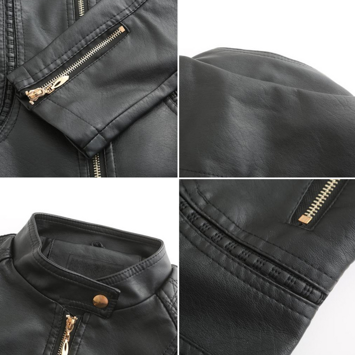 Janiyah Veste Femme en Cuir Col Montant Chic, Fermetures Éclair & Style Moderne Élégant, vue 11
