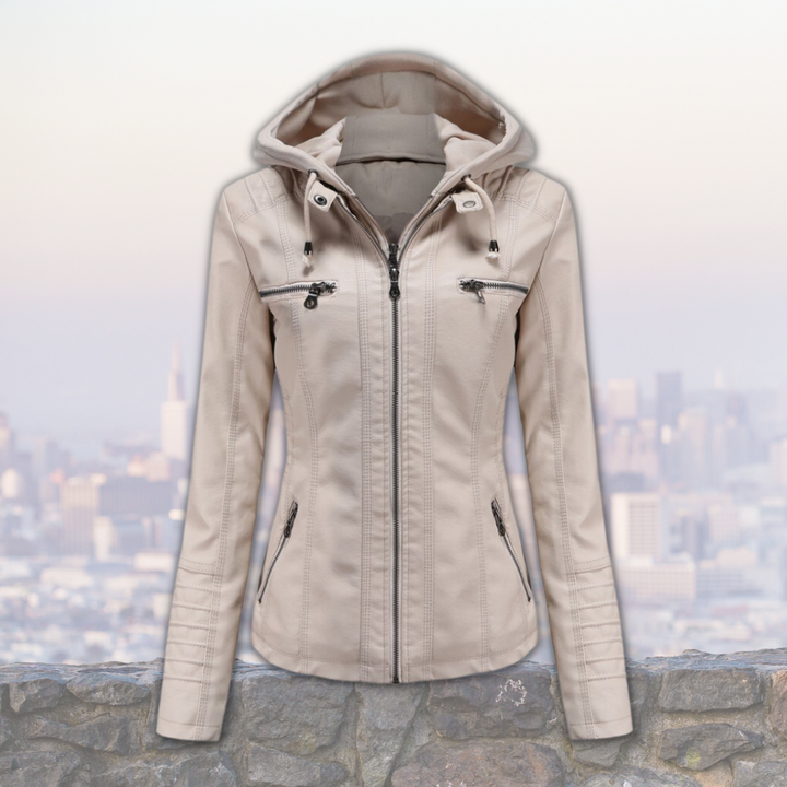 Xyla Veste Femme en Cuir Élégante avec Capuche, Fermeture Zippée & Poches Pratiques, vue 8