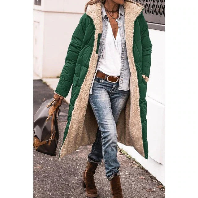 Rosalie Manteau Femme Hiver Long Manteau Polaire Réversible avec Capuche Chaude et Chic, vue 6