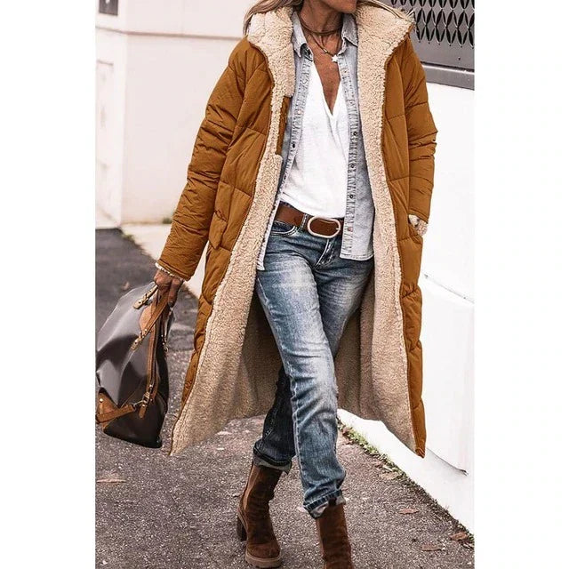 Rosalie Manteau Femme Hiver Long Manteau Polaire Réversible avec Capuche Chaude et Chic, vue 7