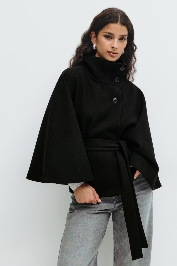 Lilia Milano Veste Femme à Manches Chauve-Souris Manteau Épais en Polyester Chaud au Design Moderne Élégant, vue 4