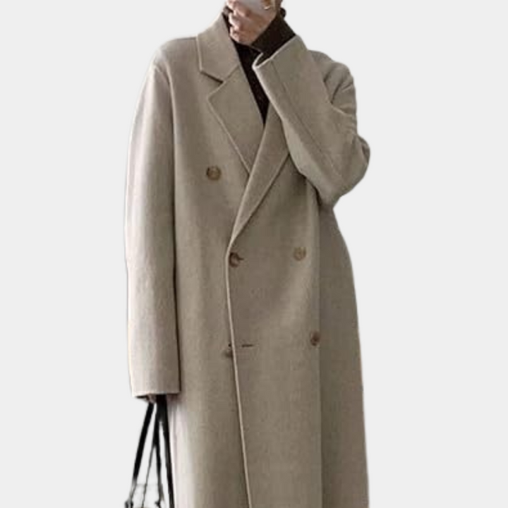 Amelia Manteau Femme Hiver Long Élégant à Double Boutonnage avec Doublure Chaude