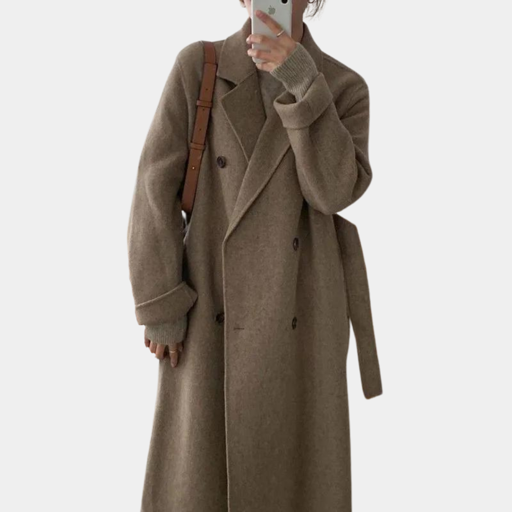 Amelia Manteau Femme Hiver Long Élégant à Double Boutonnage avec Doublure Chaude, vue 3