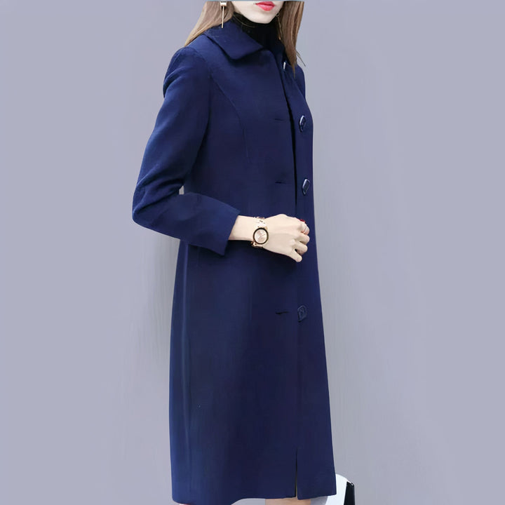 Analia Manteau Femme Élégant Long Classique avec Col Chic, Boutons & Coupe Confortable, vue 4